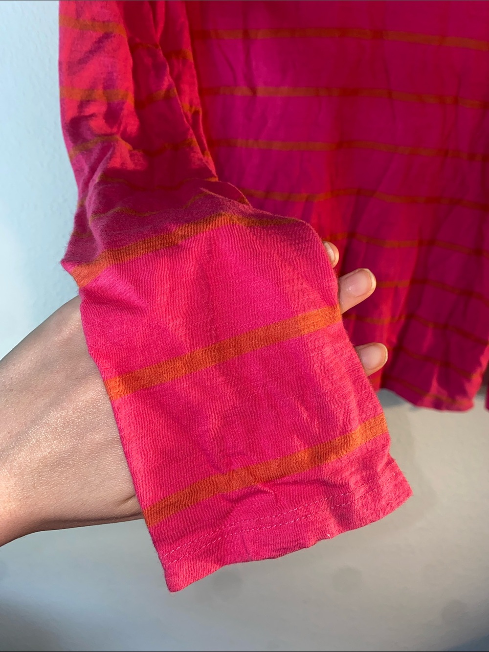 🎈 LOFT pink and orange striped long sleeve tee with a back zipper detail! - Picture 2 of 7